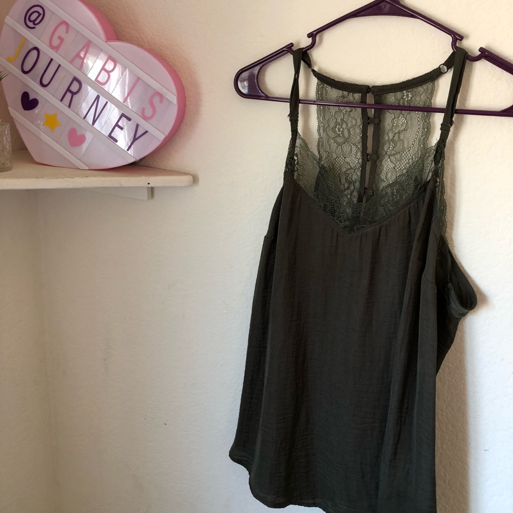 torrid green silky tank top nwot